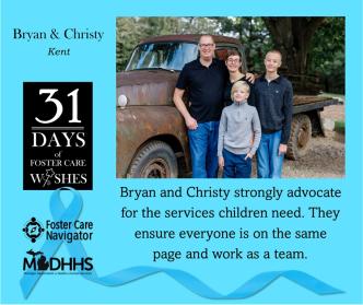 Family and children with DHHS Logo and FCN logo